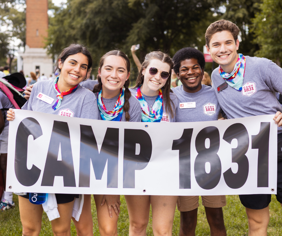 Students holding Camp 1831 Sign
