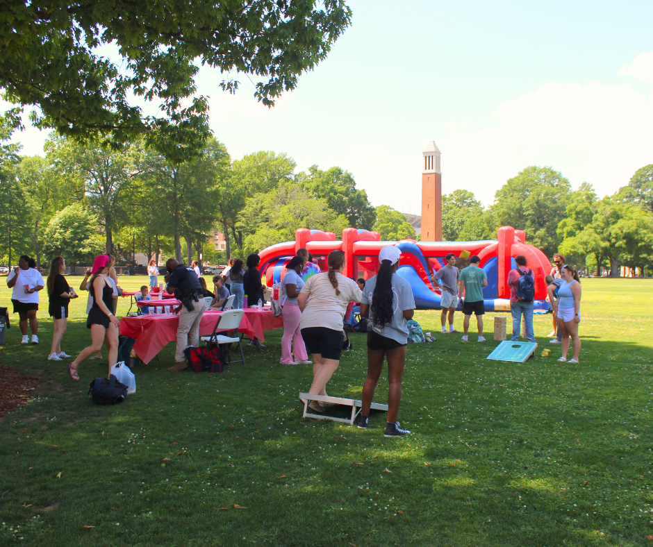 Students outside playing games