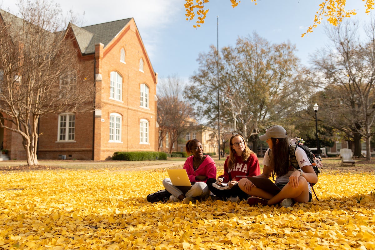 Student studying outdoors 
